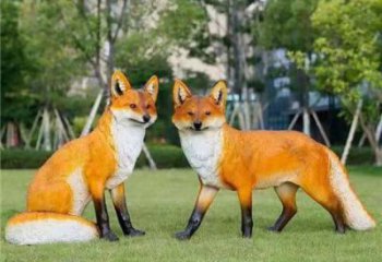 承接彩繪狐貍雕塑 仿真動物雕塑 步行街擺件雕塑