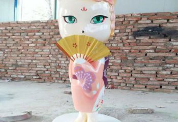 預定抽象狐貍雕塑 店門口彩繪雕塑 步行街擺件雕塑