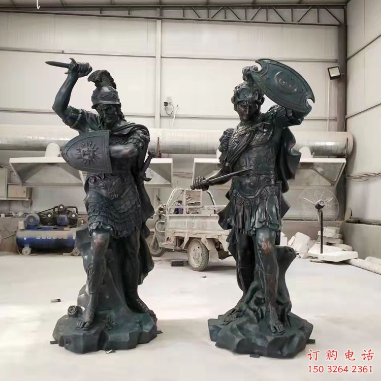 選定古銅色武士雕塑 大型城市雕塑 商業(yè)街擺件