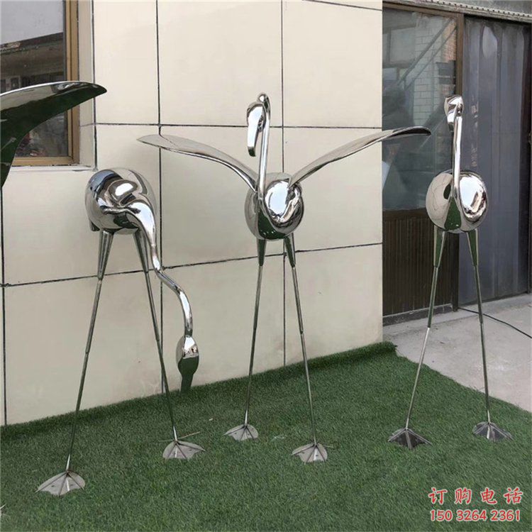 指用酒店丹頂鶴雕塑 庭院仿真雕塑生產 彩繪小品