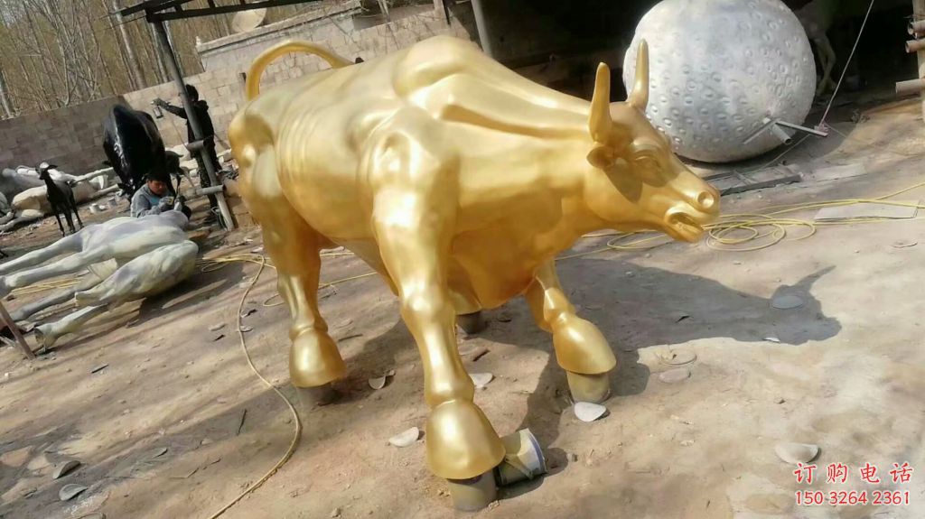 供應(yīng)仿古華爾街牛雕塑 庭院彩繪雕塑 田間小品