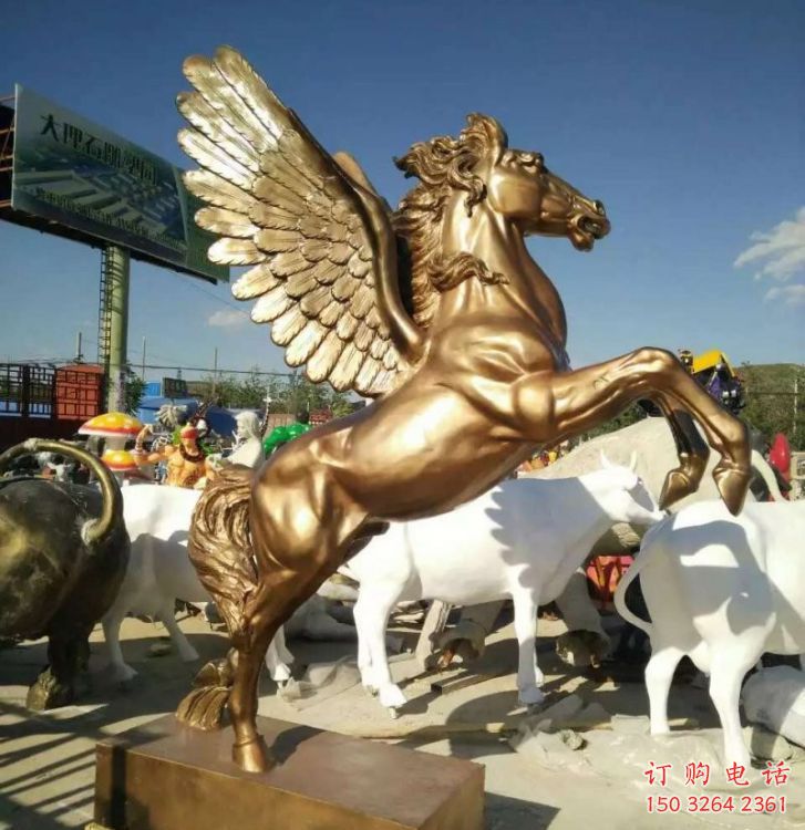 黑龍江操場(chǎng)天馬雕塑，公園主題，鍍銅工藝
