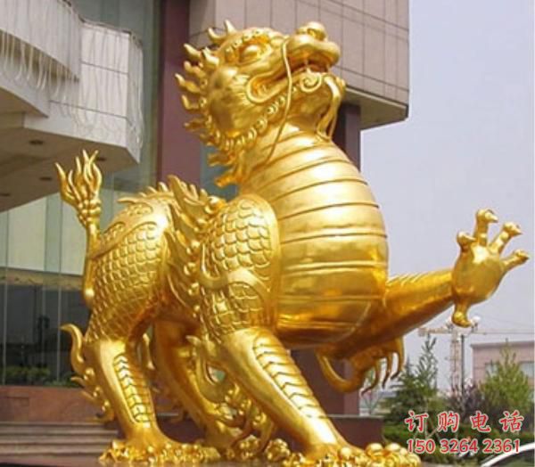 甘肅飯店麒麟雕塑，鍍金歐式雕塑，鍍金工藝