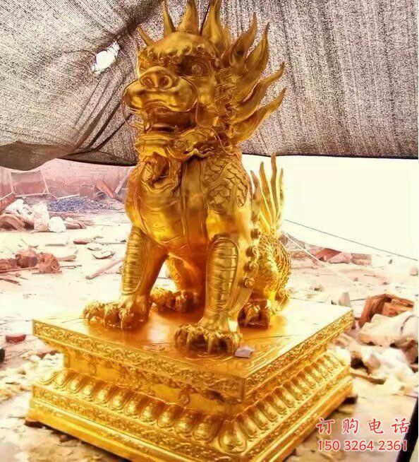 陜西房地產(chǎn)麒麟雕塑，仿古動漫雕塑，噴砂制造