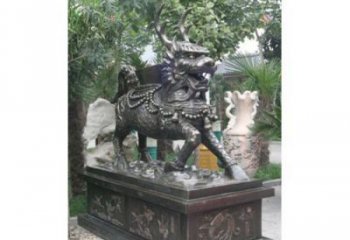 青海城市麒麟雕塑，網格體育雕塑，古銅效果