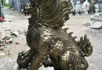 四川街道麒麟雕塑，鑄銅農(nóng)耕雕塑，古銅效果