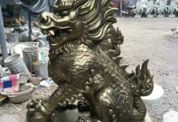 白城庭院麒麟雕塑，鍍金歐式雕塑，仿古形式