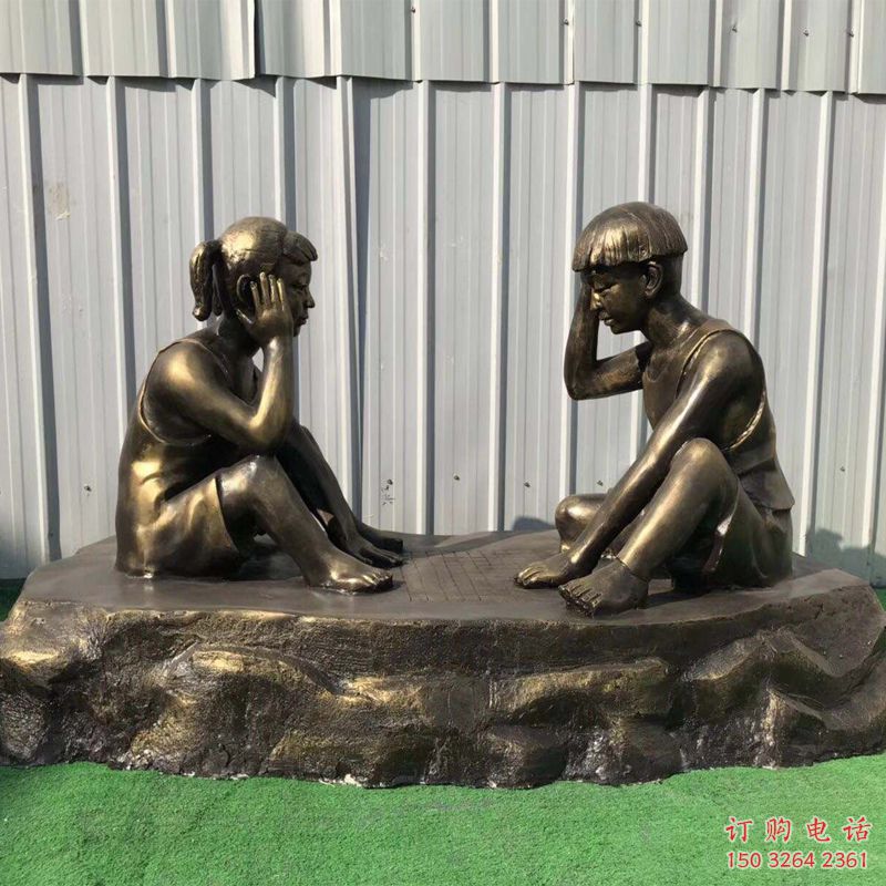 鑄銅小孩子雕塑廠 仿真景觀兒童雕塑 景觀童趣雕塑制作