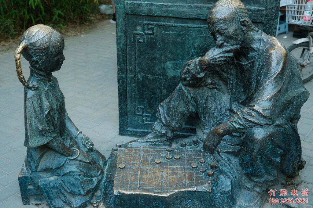 仿古下棋雕塑廠家，童趣主題，戶外雕塑擺件