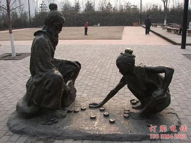 制作下棋雕塑廠家，童趣主題，民俗雕塑小品