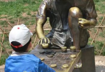 仿真下棋雕塑廠家，童趣主題，民俗雕塑擺件