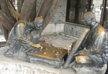 室外下棋雕塑廠家，童趣主題，烤漆雕塑小品
