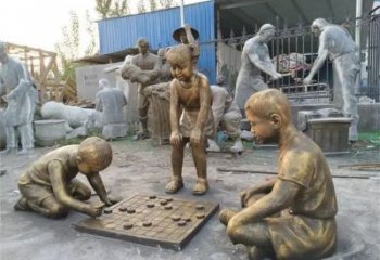 預定下棋雕塑廠家，童趣主題，廣場戶外民俗雕塑擺件小品