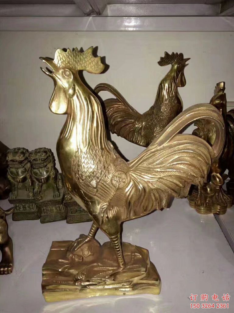 銅公雞雕塑廠家，鑄銅家禽動(dòng)物，公園仿真銅雕 (1)