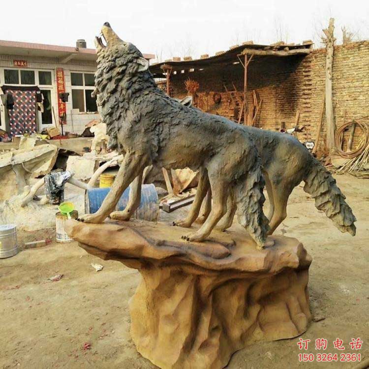 銅狼雕塑廠家，銅雕動物狼，仿真工藝制作 (1)