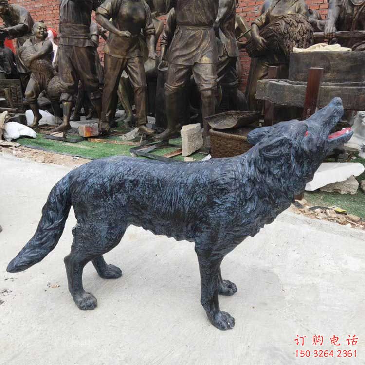 銅狼雕塑廠家，銅雕動(dòng)物狼，仿真工藝制作 (2)