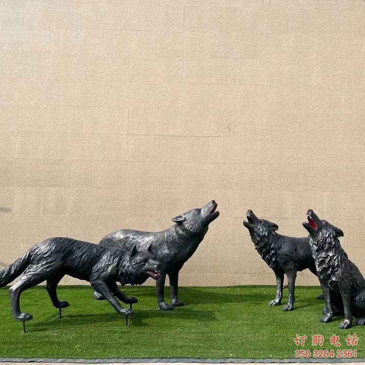 銅狼雕塑廠家，銅雕動(dòng)物狼，仿真工藝制作 (4)