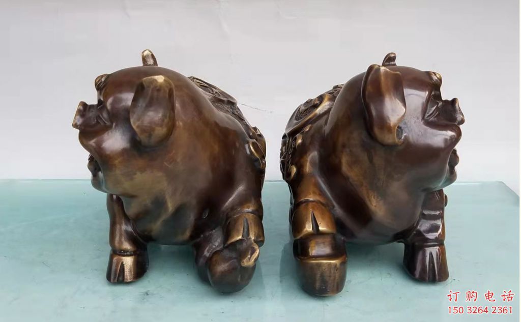 銅豬雕塑廠家，仿真銅雕動物，銅雕豬制作加工 (5)