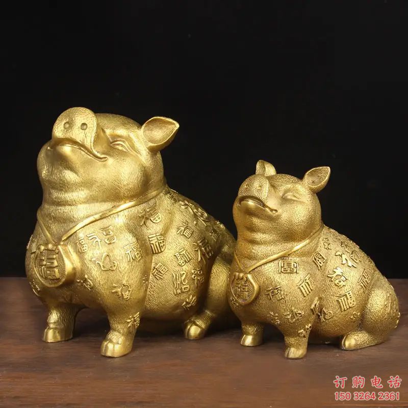 銅豬雕塑廠家，仿真銅雕動(dòng)物，銅雕豬制作加工 (8)