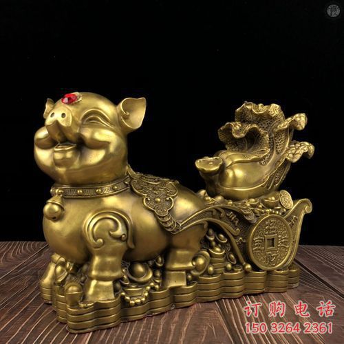 銅豬雕塑廠家，仿真銅雕動(dòng)物，銅雕豬制作加工 (9)