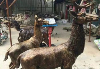 銅鹿雕塑，鑄銅動物雕塑 (1)