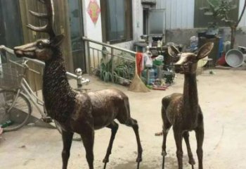 銅鹿雕塑，鑄銅動物雕塑 (3)