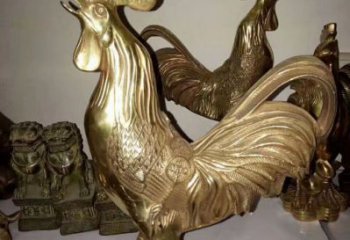 銅公雞雕塑廠家，鑄銅家禽動(dòng)物，公園仿真銅雕 (1)