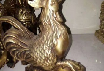 銅公雞雕塑廠家，鑄銅家禽動(dòng)物，公園仿真銅雕 (2)