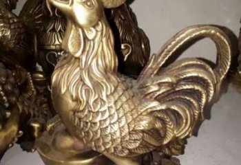 銅公雞雕塑廠家，鑄銅家禽動物，公園仿真銅雕 (7)
