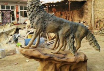 銅狼雕塑廠家，銅雕動物狼，仿真工藝制作 (1)