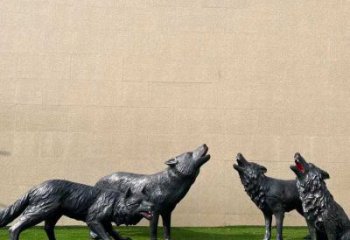 銅狼雕塑廠家，銅雕動物狼，仿真工藝制作 (4)