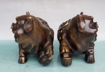 銅豬雕塑廠家，仿真銅雕動物，銅雕豬制作加工 (5)