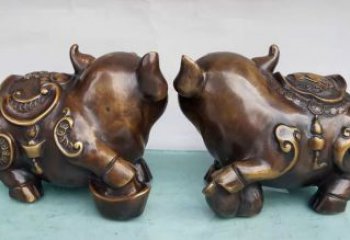銅豬雕塑廠家，仿真銅雕動物，銅雕豬制作加工 (6)