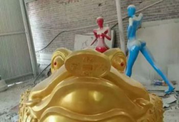 承接店門口金蟾雕塑廠家 創(chuàng)意招財(cái)動物雕塑 仿真擺件