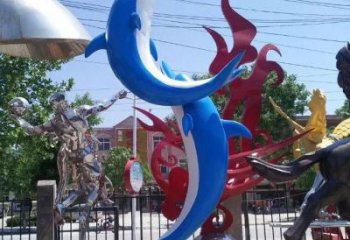 供需創(chuàng)意海豚雕塑廠家 步行街店門口雕塑 影視劇小品