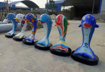 選定仿古海豚雕塑廠家 庭院彩繪雕塑 田間小品