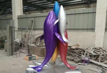 標(biāo)準(zhǔn)公園海豚雕塑廠家 酒店門口雕塑 彩繪擺件