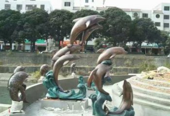 承接古銅色海豚雕塑廠家 大型城市雕塑 商業(yè)街?jǐn)[件
