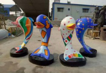 選用廣場(chǎng)海豚雕塑廠家 公園仿真雕塑 抽象擺件