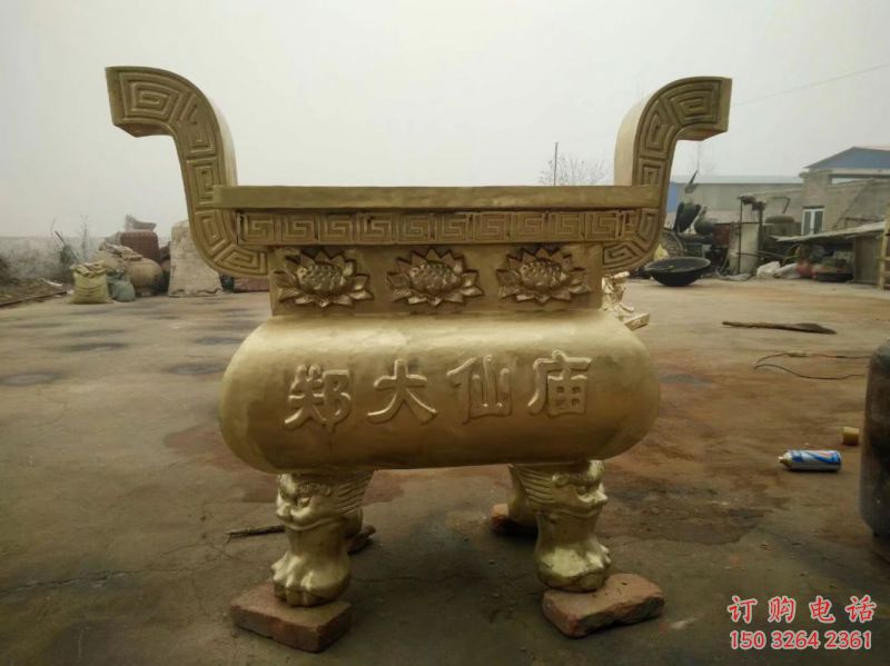 寺廟鎏金爐銅雕塑