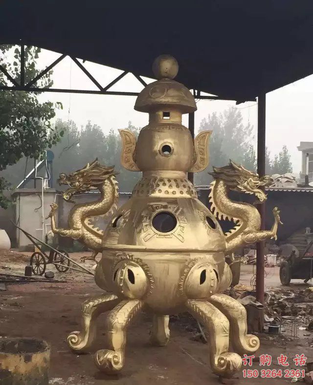 龍耳鑄銅象形爐雕塑制作