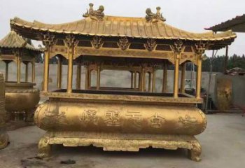 帶蓋鑄銅化紙爐香爐雕塑