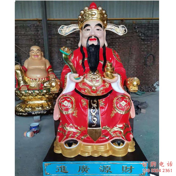 承接文財神像，玻璃鋼材質(zhì)，彩繪文財神像生產(chǎn)