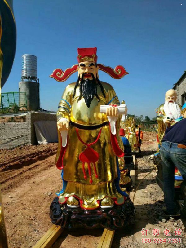 供應(yīng)文財神像，佛堂擺放，玻璃鋼文財神像生產(chǎn)