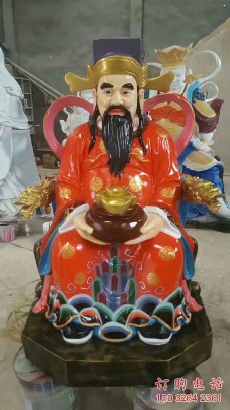 通用文財(cái)神像，彩繪工藝，玻璃鋼文財(cái)神像生產(chǎn)