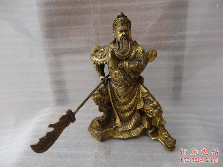 坐山銅關(guān)公銅神像，武財(cái)神銅像加工廠家
