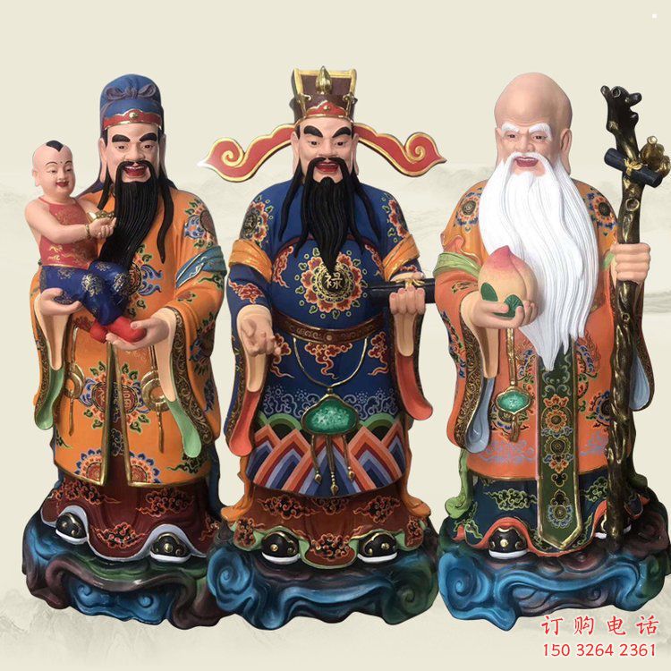 供應(yīng)福祿壽神像，仿古神像，彩繪福祿壽神像生產(chǎn)