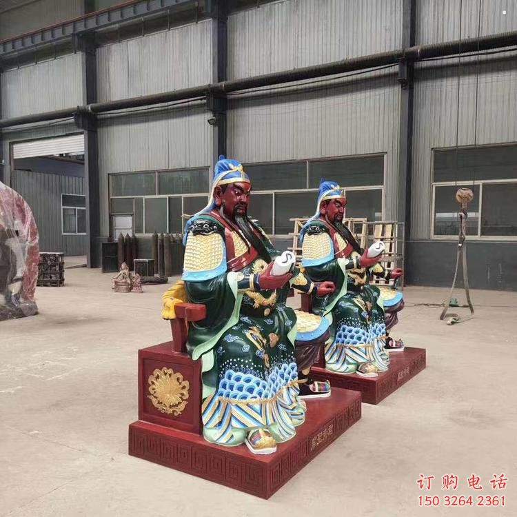 大型關公神像廠家，玻璃鋼材質(zhì)，寺廟關公神像廠家