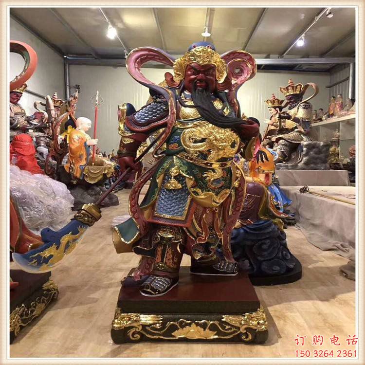 提供銅關公神像，玻璃鋼材質，仿銅銅關公神像定做
