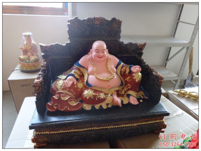 大型彌勒佛像廠家，彩繪工藝，彩繪彌勒佛像生產(chǎn)